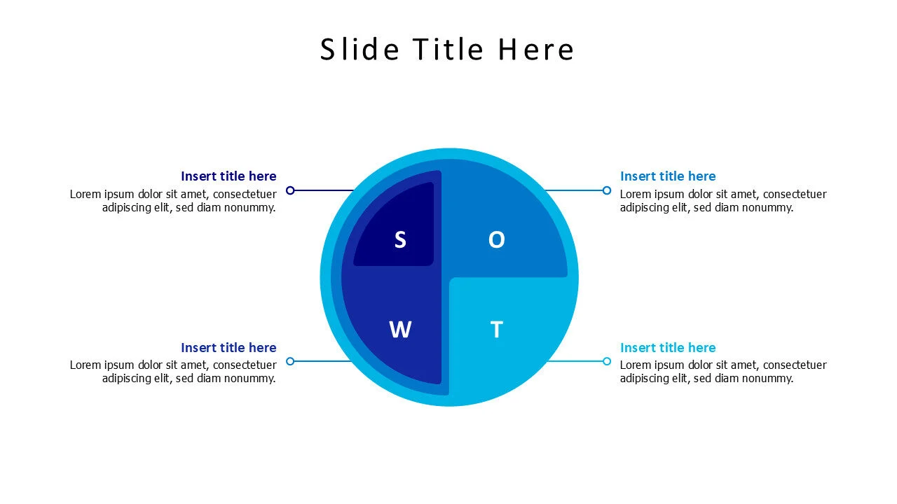 4 points overlayed circles swot infographic