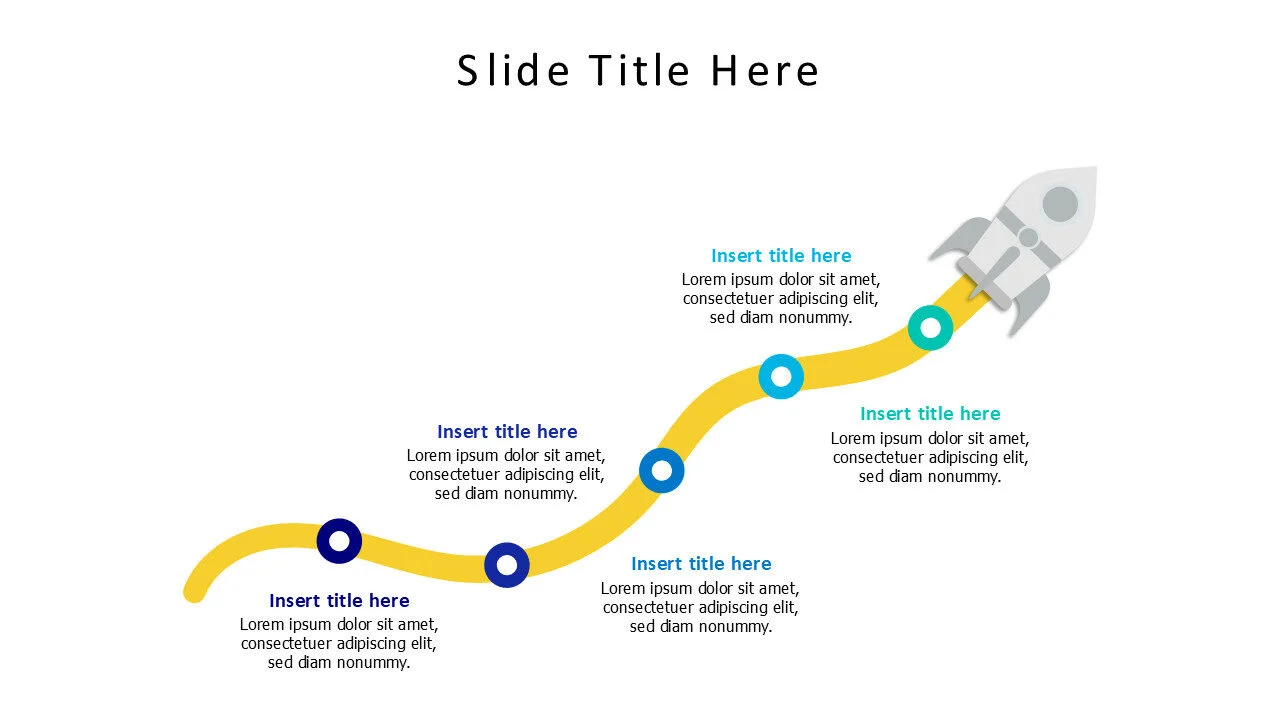 5 points on a curved fire line from a rocket infographic
