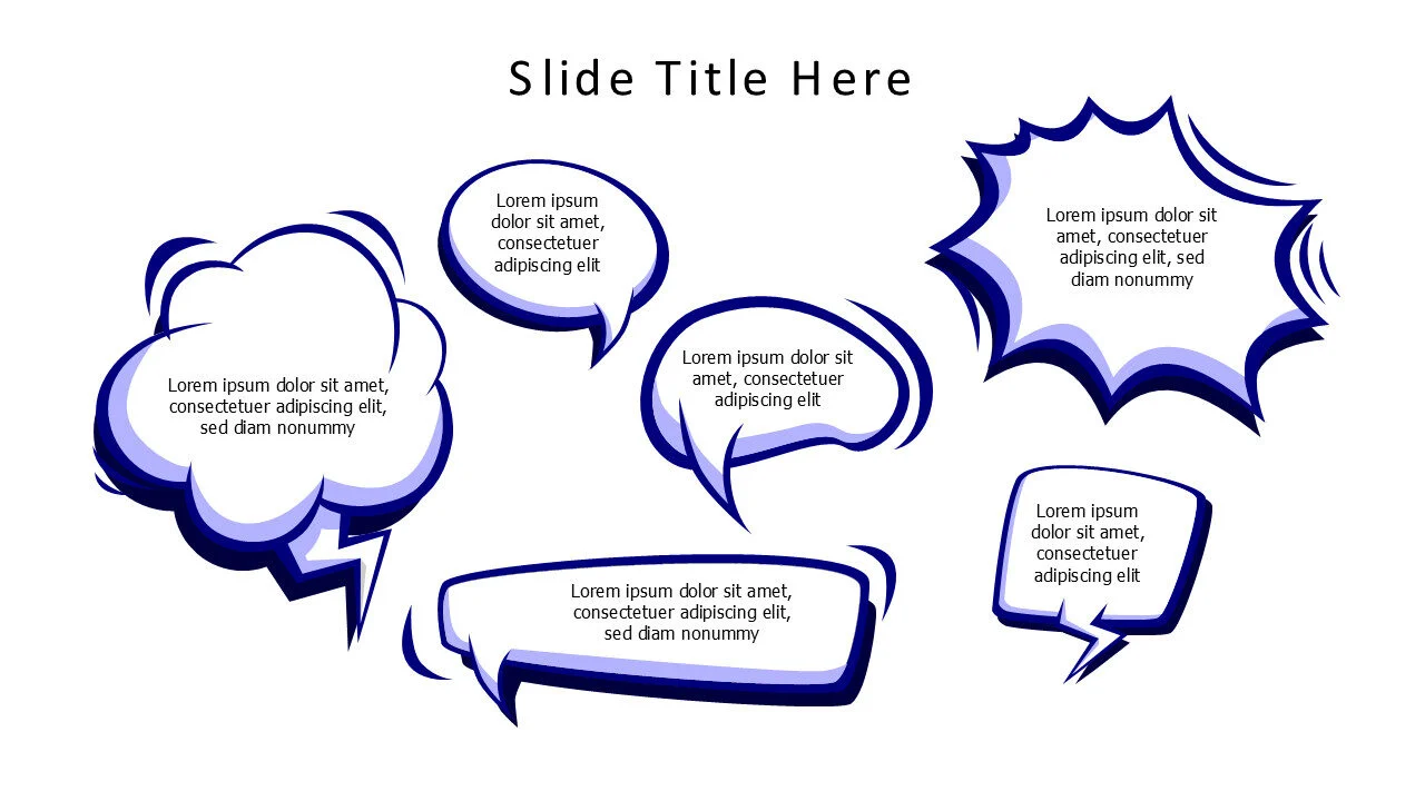 6 cartoonish speech bubbles infographic v1.0