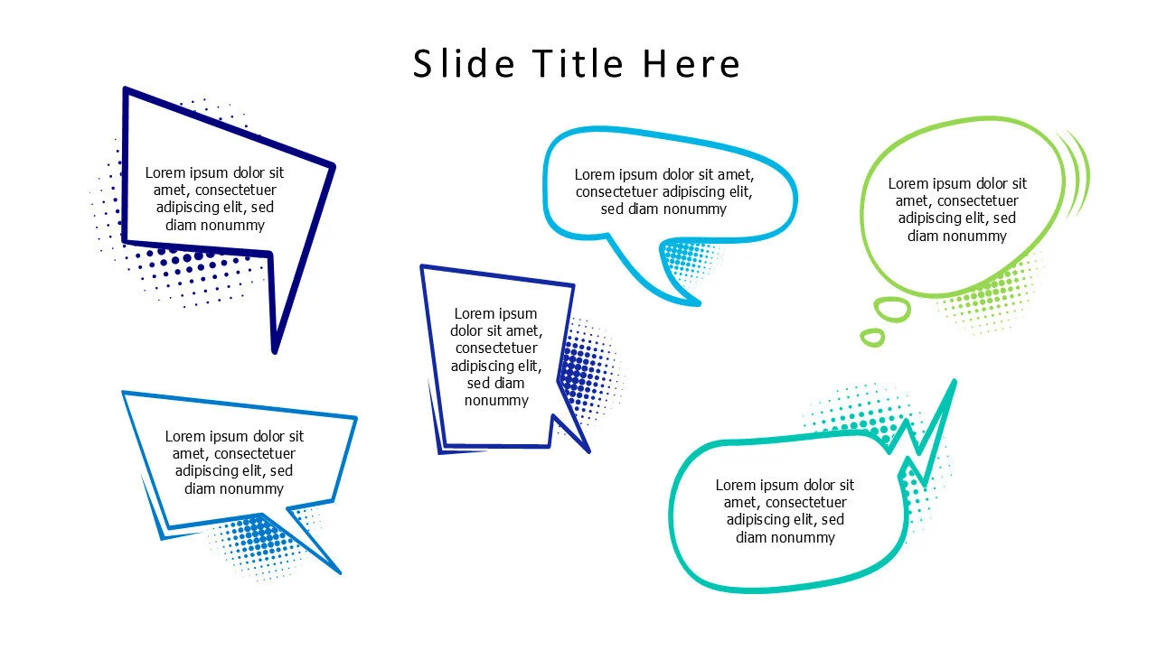 6 cartoonish speech bubbles infographic v5.0