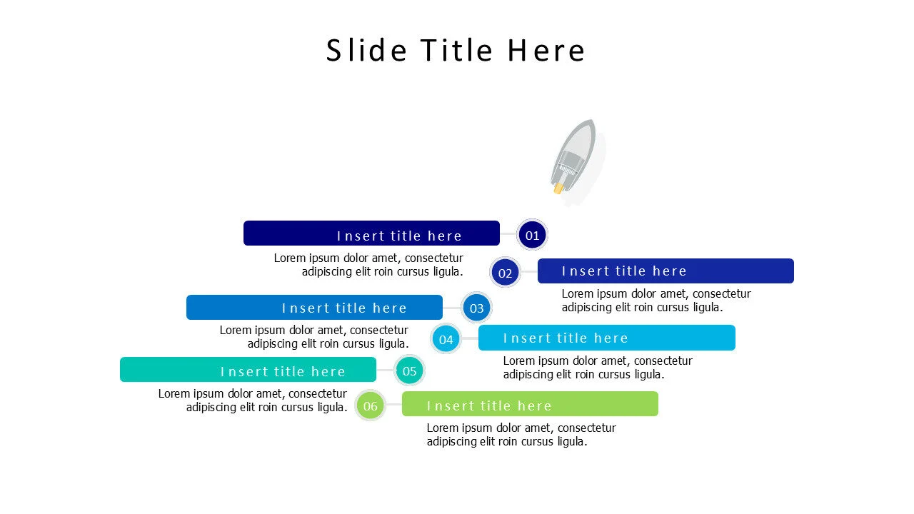 6 colored stripes with flying rocket infographic