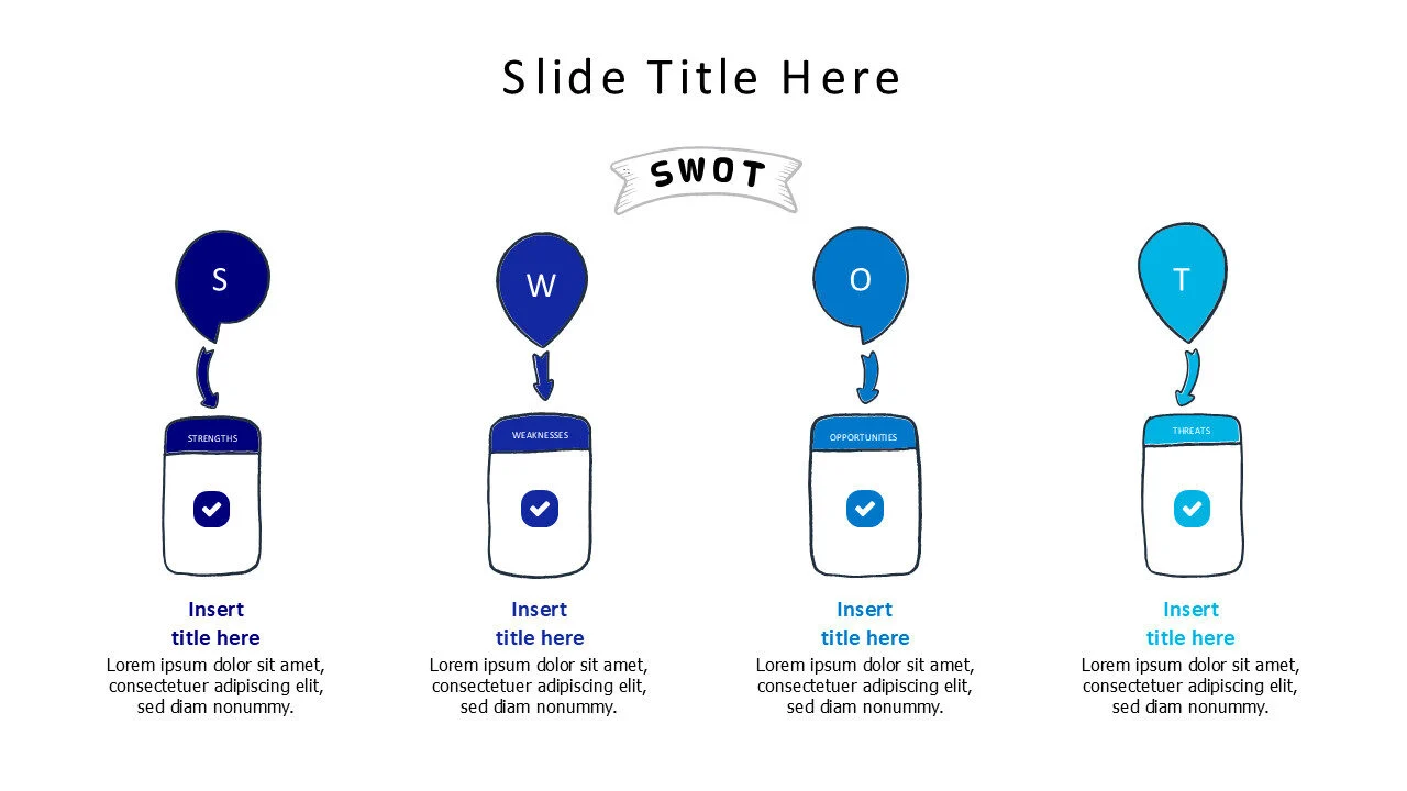 swot scratchy blocks with icons infographic