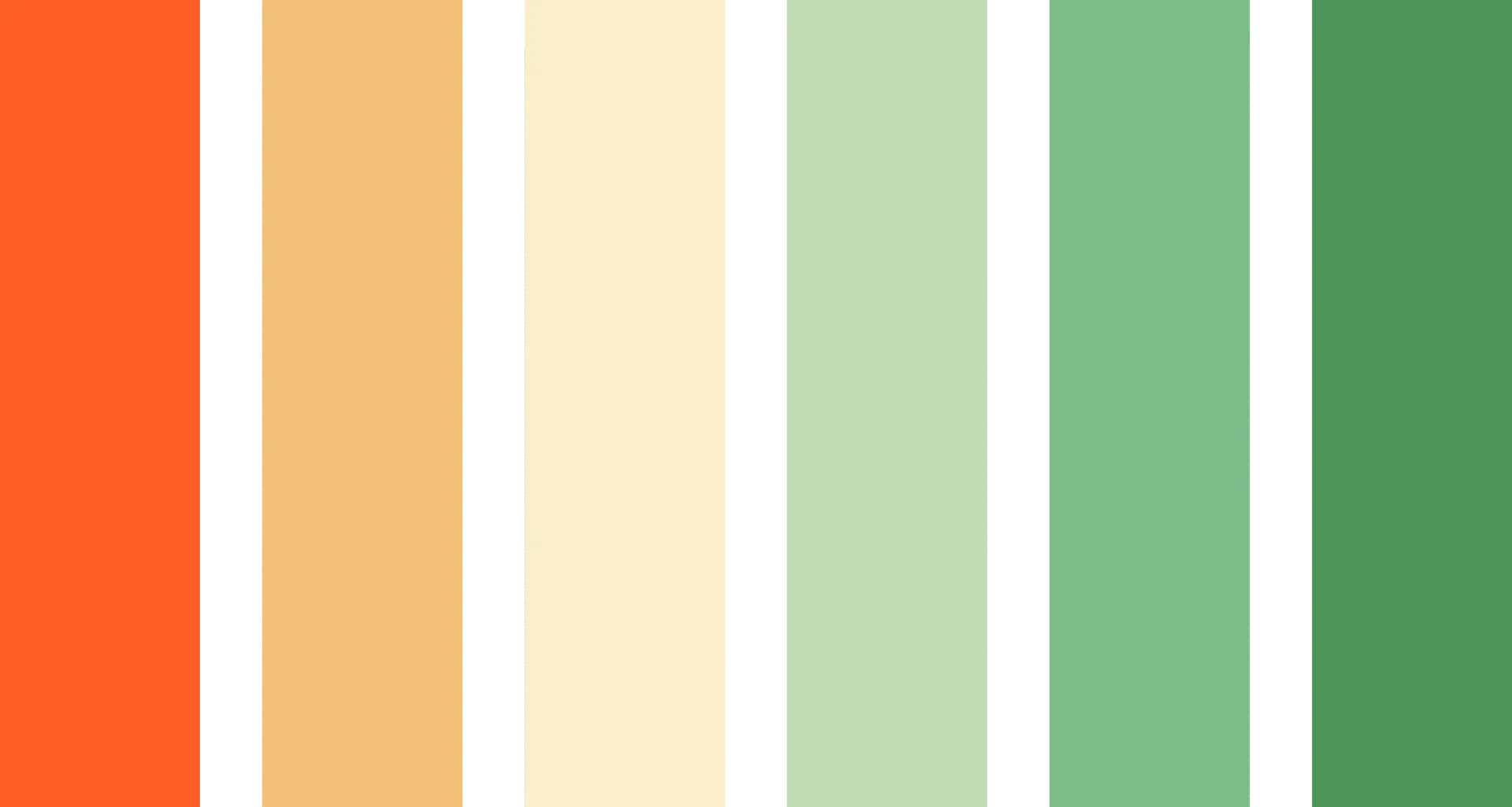 international orange to middle green