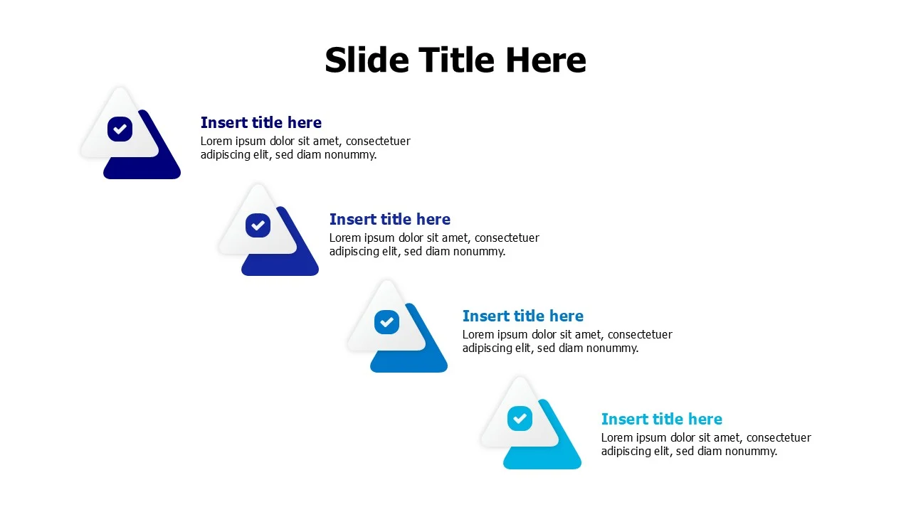 4 points colored triangles with icons infographic v2.0